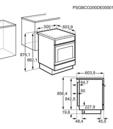 Gaasipliit Electrolux LKK 540201X elektriahjuga, 50 cm