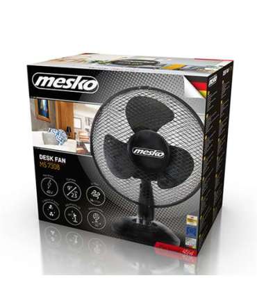Mesko Fan MS 7308 Table Fan, Number of speeds 2, 30 W, Oscillation, Diameter 23 cm, Black