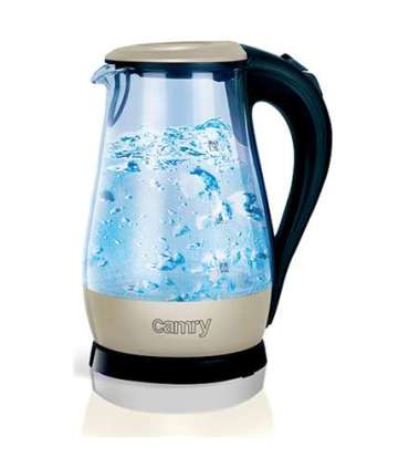 Camry CR 1251 Standard kettle, Glass, Glass/Black, 2000 W, 360° rotational base, 1.7 L