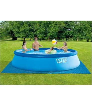 Intex Easy Set Pool Set with Filter Pump, Safety Ladder, Ground Cloth, Cover Blue, Age 6+, 457x107  cm