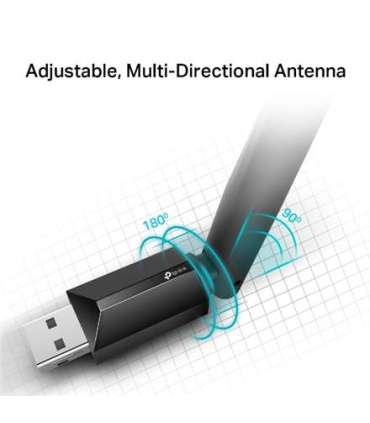 TP-LINK Dual Band USB 2.0 Adapter Archer T2U Plus  2.4GHz/5GHz, 802.11ac, 200+433 Mbps, 1xExternal antenna 5dBi