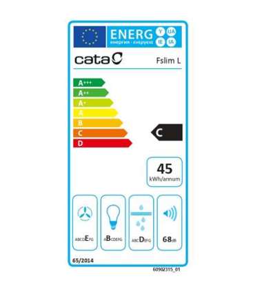 CATA F-2050 WH Hood, Energy efficiency class C, Max 195 m³/h, LED, White