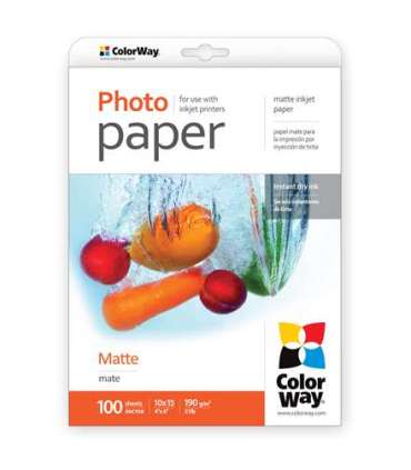 ColorWay Matte Photo Paper, 100 sheets, 10x15, 190 g/m²