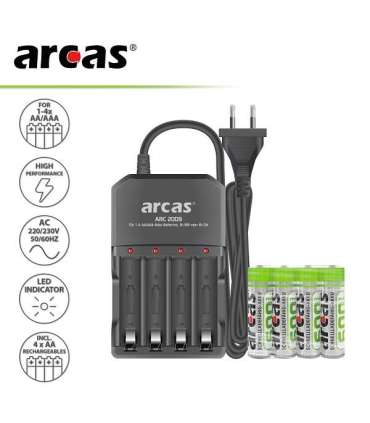 Akupatarei laadija Arcas-2009 ja 4xAA 2700mAh akud