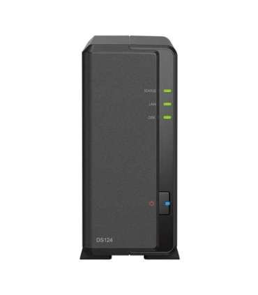 Synology Tower NAS DS124 up to 1 HDD/SSD, Realtek, RTD1619B, Processor frequency 1.7 GHz, 1 GB, DDR4, 1x1GbE, 2xUSB 2.0