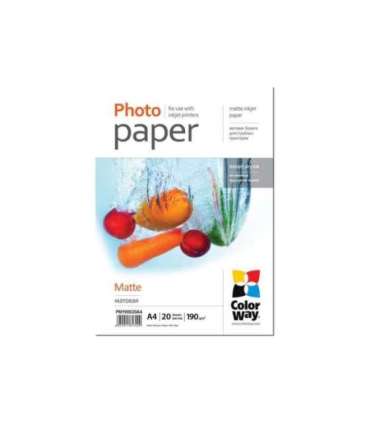 ColorWay Matte Photo Paper, 20 Sheets, A4, 190 g/m²