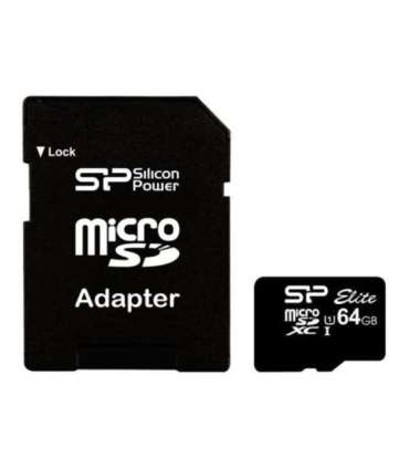 Silicon Power Elite UHS-I 64 GB, MicroSDXC, Flash memory class 10, SD adapter