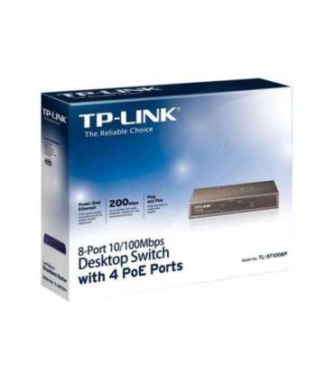 TP-LINK Switch TL-SF1008P Unmanaged, Desktop, 10/100 Mbps (RJ-45) ports quantity 8, PoE ports quantity 4, Power supply type Exte