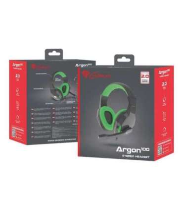 Genesis Gaming Headset, 3.5 mm, ARGON 100, Green/Black, Built-in microphone