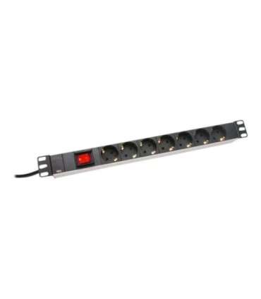 Digitus Aluminum outlet strip with switch  	DN-95402 Sockets quantity 7, 7x safety outlets 250VAC 50/60Hz / 16A / 4000W, 1U Alum