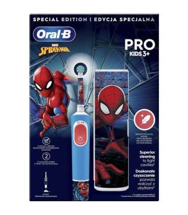 Oral-B Electric Toothbrush with Travel Case Vitality PRO Kids Spiderman  Rechargeable For children Number of brush heads include