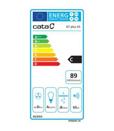 CATA Hood GT-PLUS 45 X/M Canopy Energy efficiency class C Width 60 cm 645 m³/h Mechanical control LED Stainless Steel