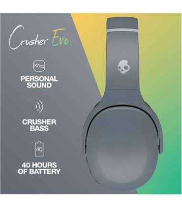 Skullcandy Wireless Headphones Crusher Evo Over-ear, Microphone, Wireless, Chill Grey