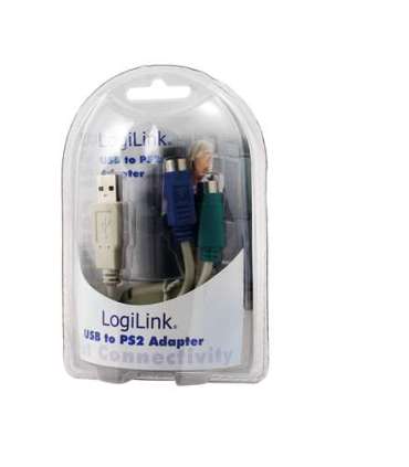 Logilink Adapter USB to PS/2 x2 :. USB M 2x Mini DIN 6-pin FM 0.2 m