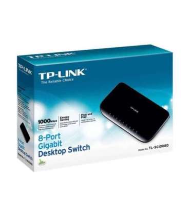 TP-LINK Switch TL-SG1008D Unmanaged, Desktop, 1 Gbps (RJ-45) ports quantity 8, Power supply type External, Plastic case