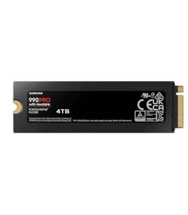 SSD|SAMSUNG|990 PRO with Heatsink|4TB|M.2|PCIe Gen4|NVMe|TLC|Write speed 6900 MBytes/sec|Read speed 7450 MBytes/sec|TBW 2400 TB|