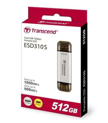 External SSD|TRANSCEND|ESD310|512GB|USB-C|USB|3D NAND|Write speed 900 MBytes/sec|Read speed 1050 MBytes/sec|TS512GESD310S