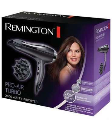 Remington | Hair Dryer | Pro-Air Turbo D5220 | 2400 W | Number of temperature settings 3 | Ionic function | Diffuser nozzle | Bl