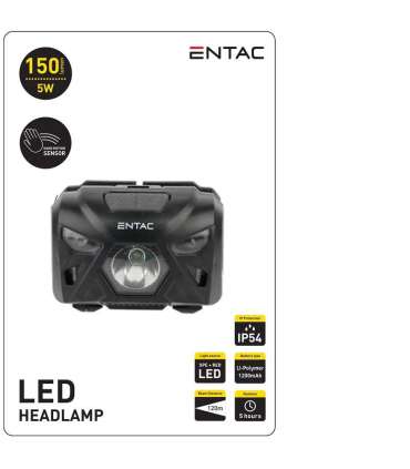 Pealamp Entac 5W IP54 liikumisanduriga, must