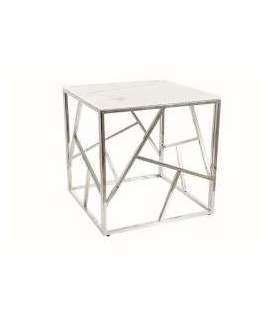 Diivanilaud ESCADA B II valge marmor/hõbedane 55x55 cm