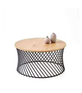 Ümmargune diivanilaud MINERWA 2 kuldne tamm/must 80cm