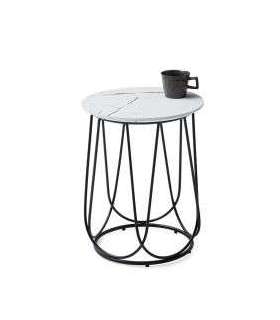 Kohvilaud NUBIRA-S valge marmor/must