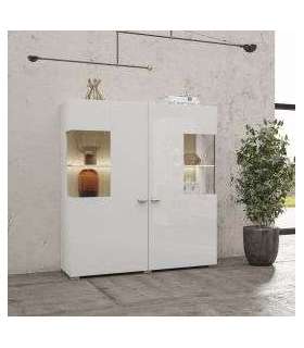 Vitriinkapp COBY 247JMB46 valge/tamm wotan 110 cm