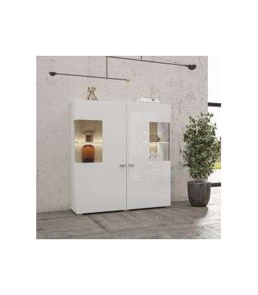 Vitriinkapp COBY 247JMB46 valge/tamm wotan 110 cm