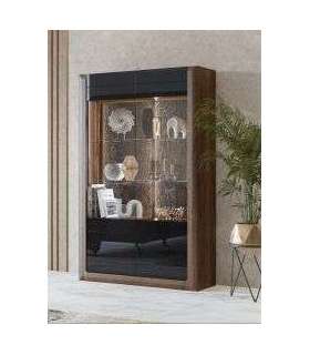 Vitriinkapp KASAI 24RWMI12 pähkel columbia/must läige 129 cm