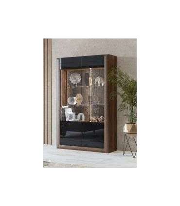 Vitriinkapp KASAI 24RWMI12 pähkel columbia/must läige 129 cm