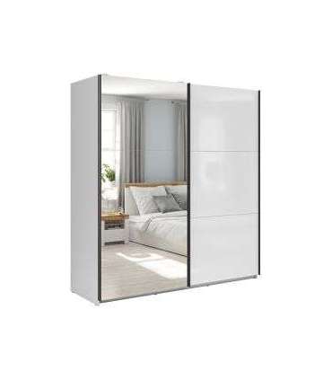 Liugustega riidekapp 183 cm TETRIX valge kõrgläige/peegel