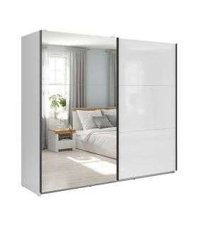 Liugustega riidekapp 220 cm TETRIX valge kõrgläige/peegel