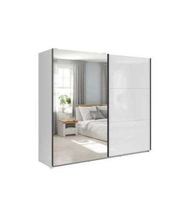 Liugustega riidekapp 220 cm TETRIX valge kõrgläige/peegel