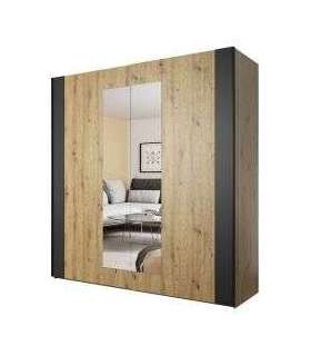 Liugustega riidekapp 200 cm SIGMA tamm artisan/must