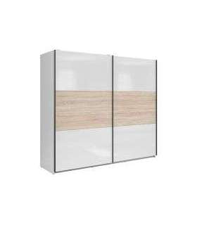 Liugustega riidekapp 220 cm TETRIX valge kõrgläige/tamm sonoma