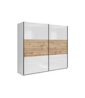 Liugustega riidekapp 220 cm TETRIX valge kõrgläige/tamm wotan