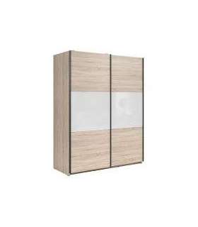 Liugustega riidekapp 153 cm TETRIX tamm sonoma/valge kõrgläige