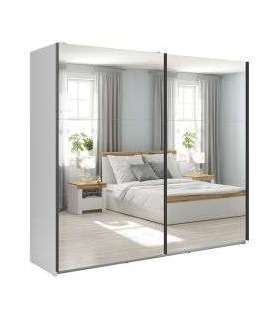 Liugustega riidekapp 220 cm TETRIX valge/2 peeglit