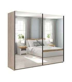 Liugustega riidekapp 220 cm TETRIX tamm sonoma/2 peeglit