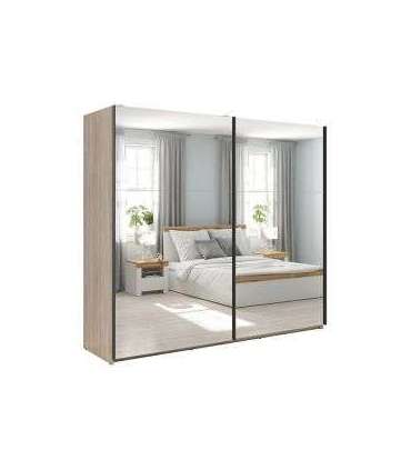 Liugustega riidekapp 220 cm TETRIX tamm sonoma/2 peeglit