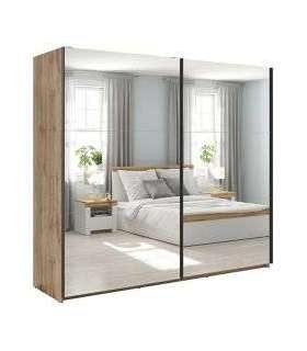 Liugustega riidekapp 220 cm TETRIX tamm wotan/2 peeglit