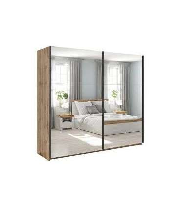 Liugustega riidekapp 220 cm TETRIX tamm wotan/2 peeglit