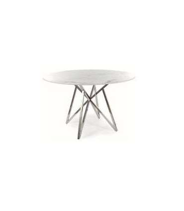 Ümmargune söögilaud MURANO valge marmor/kroom 120 cm