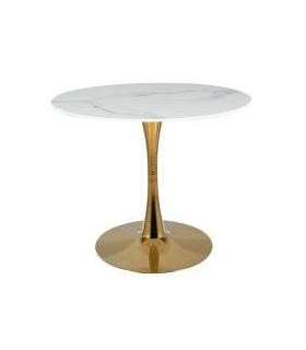 Ümmargune söögilaud ESPERO valge marmor 90 cm