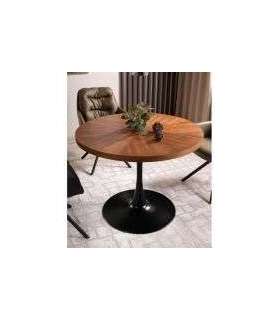 Ümmargune söögilaud AMADEO pähkel/must 100 cm