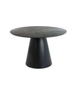 Ümmargune söögilaud ANGEL 120 cm hall marmor/must
