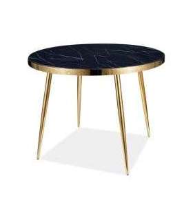 Ümmargune söögilaud CALVIN must marmor/kuld 100cm
