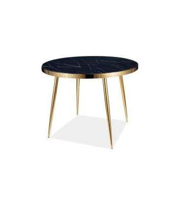 Ümmargune söögilaud CALVIN must marmor/kuld 100cm