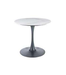 Ümmargune söögilaud ESPERO valge marmor/must jalg 80 cm