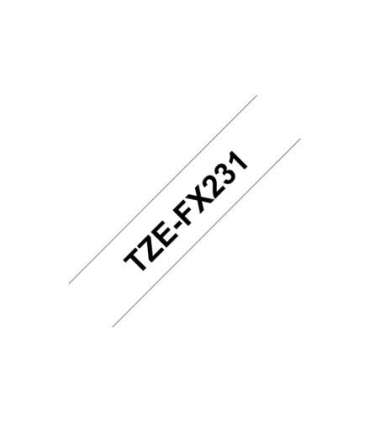 Brother | TZe-FX231 Flexible ID Laminated Tape | Black on White | TZe | 8 m | 1.2 cm